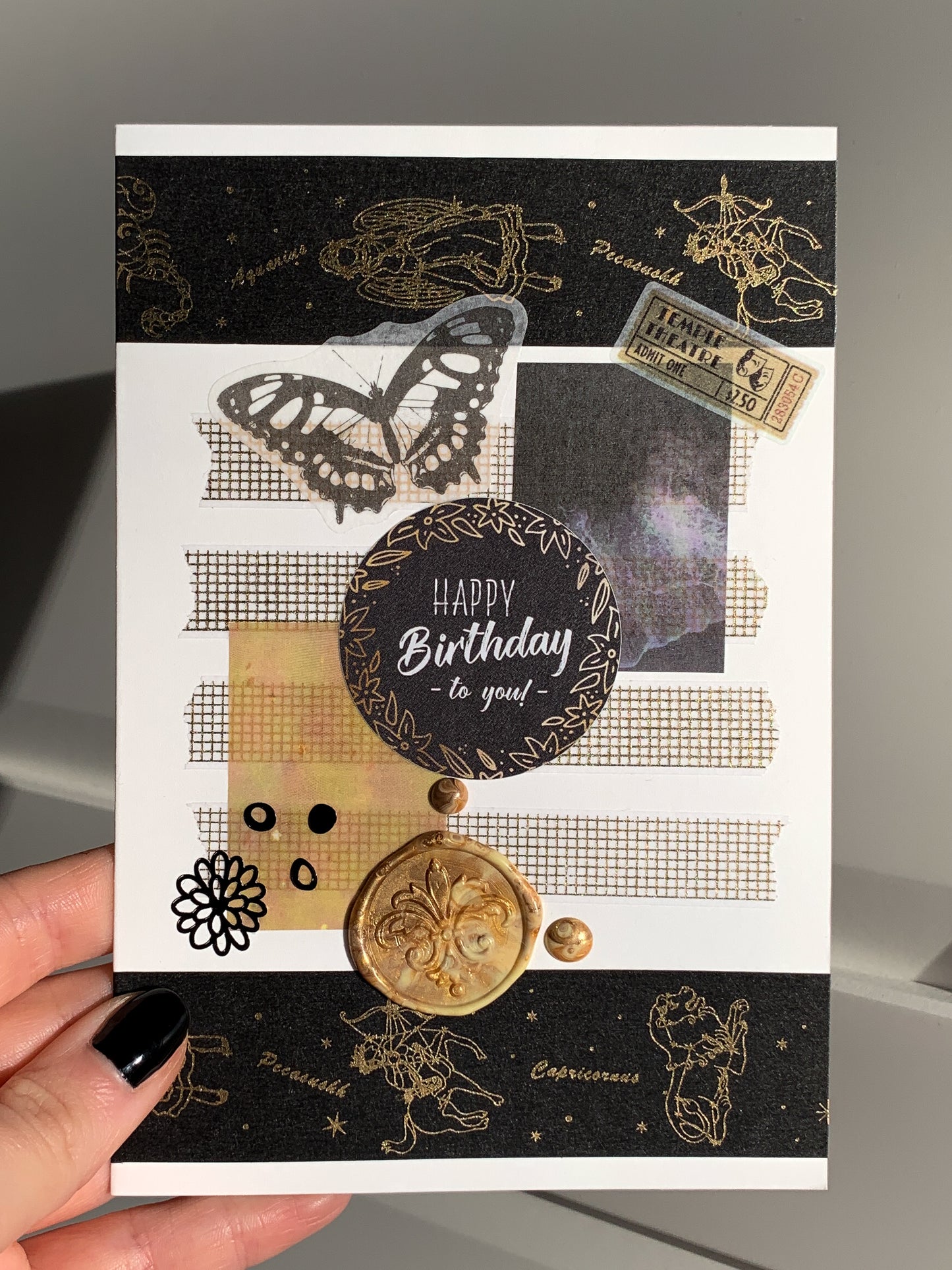 Happy Birthday Card - yellow & black -