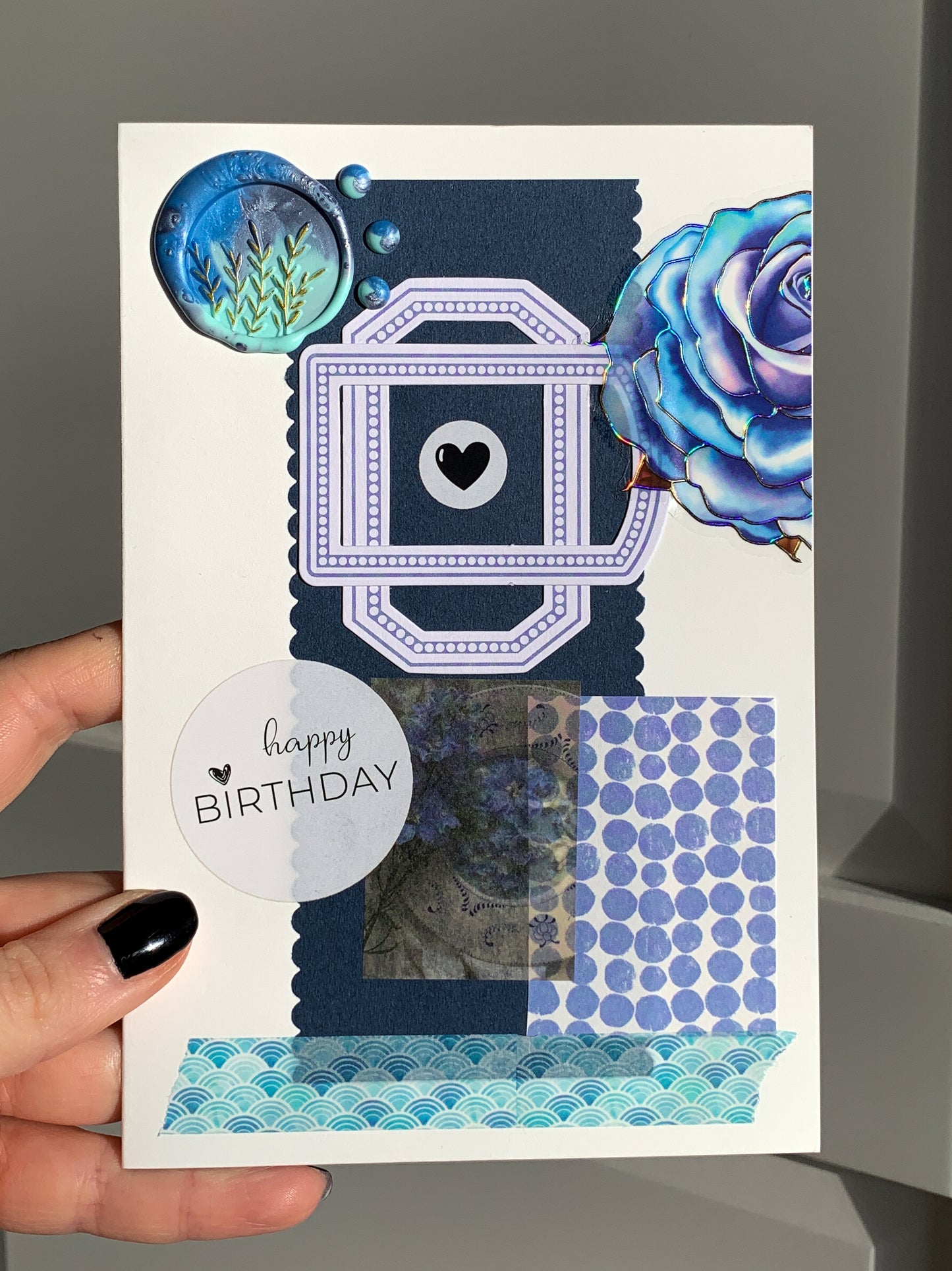 Happy Birthday Card - blue winter -