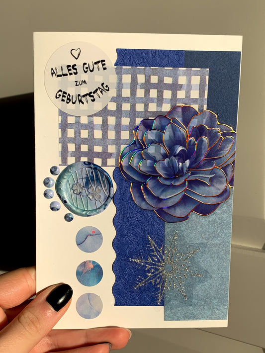 Happy Birthday Card - blue winter -