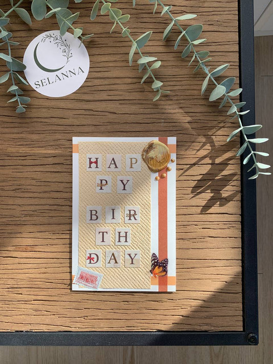 Happy Birthday Card - yellow & orange -