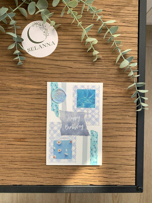 Happy Birthday Card - light blue-